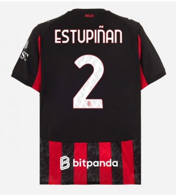 AC Milan Pervis Estupinan #2 Primera Equipación 2025-26 Manga Corta